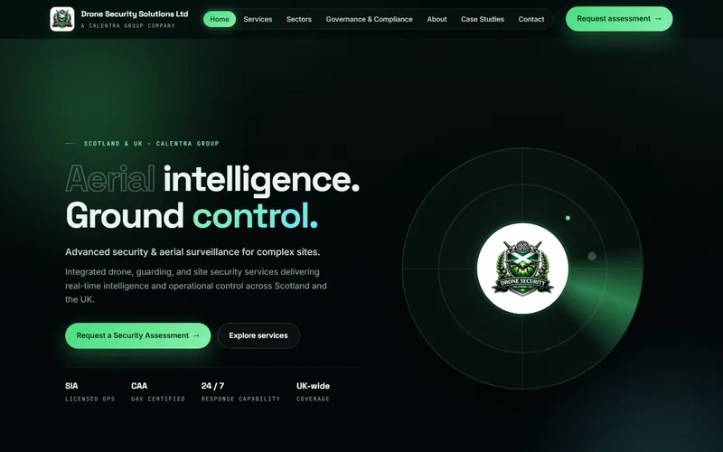 Drone Security Solutions website screenshot